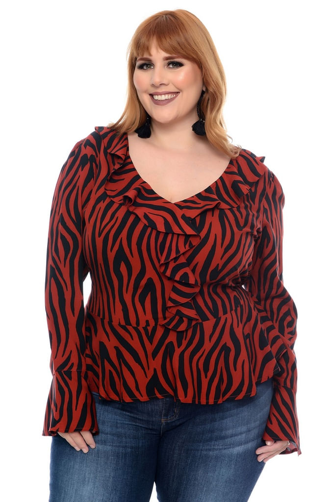 blusas manga longa plus size