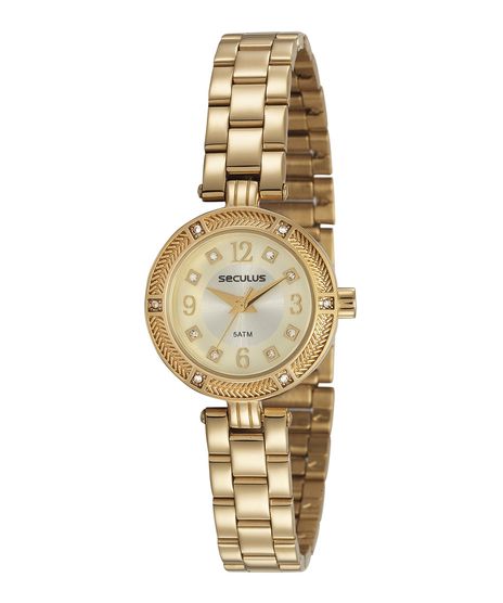 Kit-de-Relogio-Analogico-Seculus-Feminino---Conjunto-com-Colar---Pulseira---23603LPSVDS1K-Dourado-9800716-Dourado_1