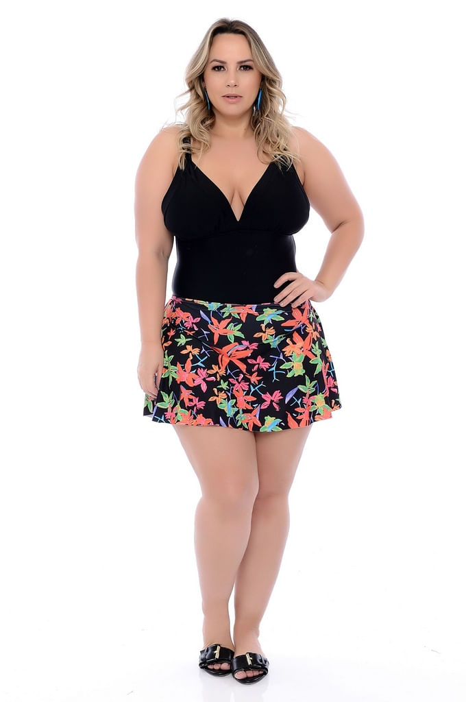 maiô com saia plus size