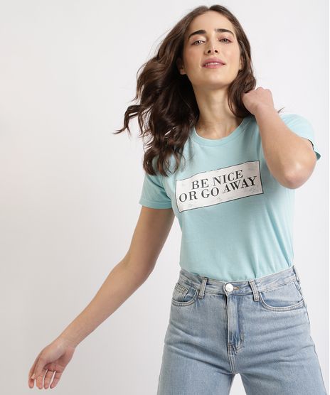 T-shirt-Feminina-Mindset--Be-Nice-Or-Go-Away--Manga-Curta-Decote-Redondo-Azul-Claro-9960574-Azul_Claro_1