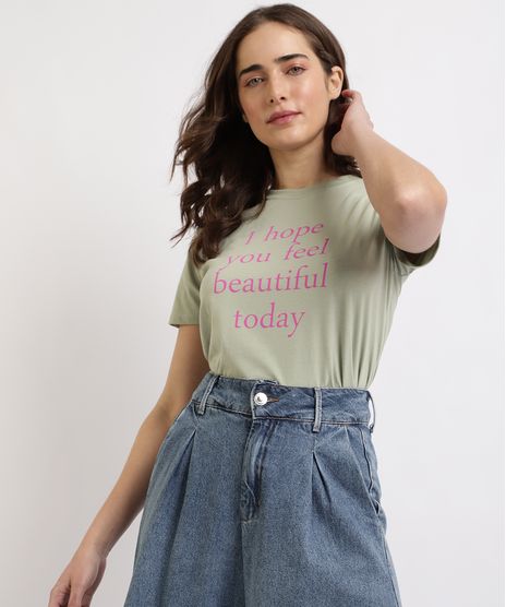 T-shirt-Feminina-Mindset--I-Hope-You-Feel-Beautiful-today--Manga-Curta-Decote-Redondo-Verde-9960924-Verde_1