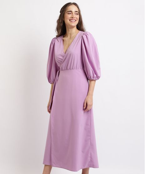 Vestido-Feminino-Mindset-Longo-Manga-3-4-com-Transpasse-Lilas-9962295-Lilas_1