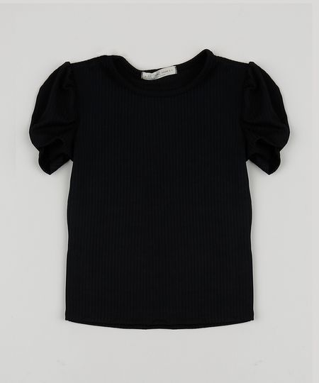 Blusa-Infantil-Canelada-Manga-Curta-Bufante-Gola-Alta-Preta-9944592-Preto_1