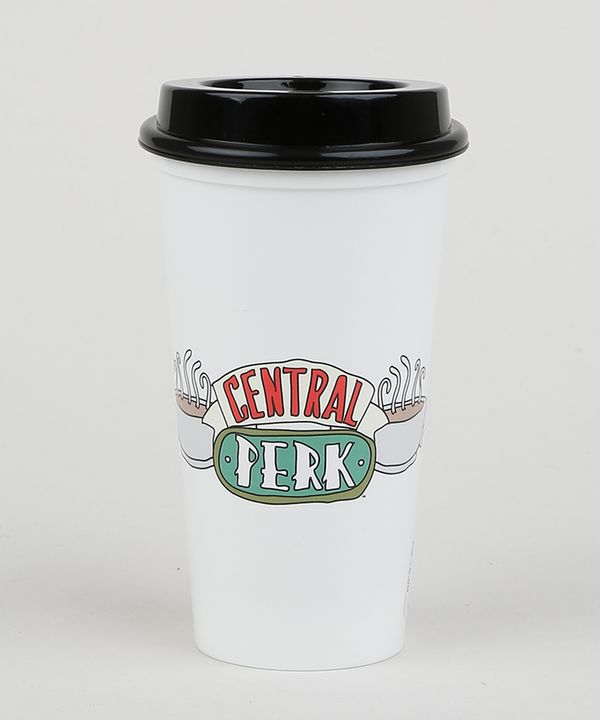 Copo com Tampa Café Friends "Central Perk" Branco Único