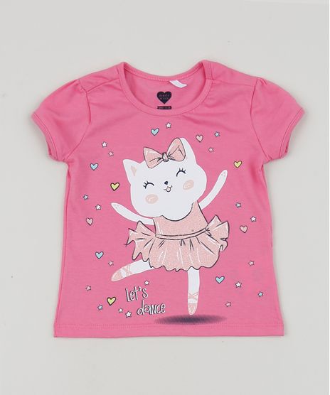 Blusa-Infantil-Gata-Bailarina-Manga-Curta-Decote-Redondo-Rosa-9953014-Rosa_1
