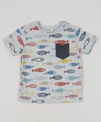 Camiseta-Infantil-Estampada-de-Peixes-com-Bolso-Manga-Curta-Cinza-9947890-Cinza_1