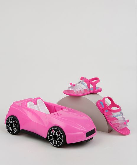 Sandália da Barbie com Carrinho Rosa Infantil