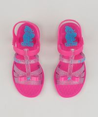 Sandália da Barbie com Carrinho Rosa Infantil Cima