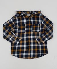 Camisa-Infantil-Estampada-Xadrez-em-Flanela-com-Bolso-e-Capuz--Amarela-9808438-Amarelo_1