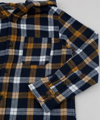 Camisa-Infantil-Estampada-Xadrez-em-Flanela-com-Bolso-e-Capuz--Amarela-9808438-Amarelo_3