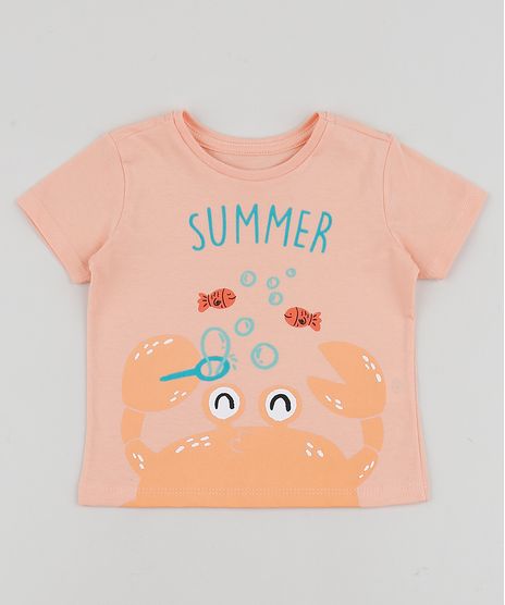 Camiseta-Infantil--Summer--Caranguejo-Manga-Curta-Laranja-9952866-Laranja_1