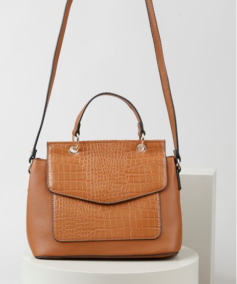 Bolsa-Feminina-Transversal-Media-com-Lapela-Croco-e-Alca-de-Mao-Caramelo-9845704-Caramelo_1
