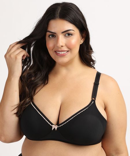Sutiã DelRio Plus Size Meia Taça Sustentação Preto - 42 Menor preço em Sutiã DelRio Plus Size Meia Taça Sustentação Preto - 42