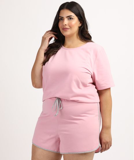 Pijama-Feminino-Plus-Size-Blusa-Manga-Curta-Decote-Redondo-Rosa-9958325-Rosa_1