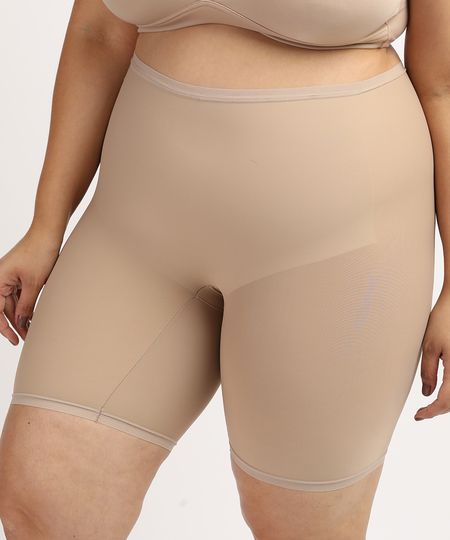 Bermuda-Slim-Feminina-Dilady-Plus-Size-Cintura-Alta-em-Microfibra-Bege-9961156-Bege_1