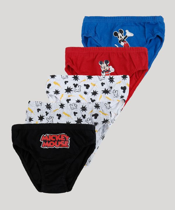 Kit de 5 Cuecas Infantis Si Mickey Multicor 10