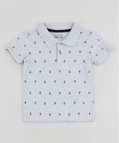 Polo-em-Piquet-Infantil-Estampada-de-Ancoras-Manga-Curta-Cinza-Mescla-9947842-Cinza_Mescla_1