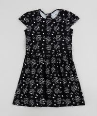 Vestido-Infantil-Estampado-de-Gatinhos-Manga-Curta-Preto-9961597-Preto_1
