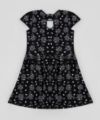 Vestido-Infantil-Estampado-de-Gatinhos-Manga-Curta-Preto-9961597-Preto_2