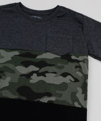 Camiseta-Infantil-com-Recorte-Estampado-Camuflado-e-Bolso-Manga-Curta-Gola-Careca-Cinza-Mescla-Escuro-9952988-Cinza_Mescla_Escuro_3