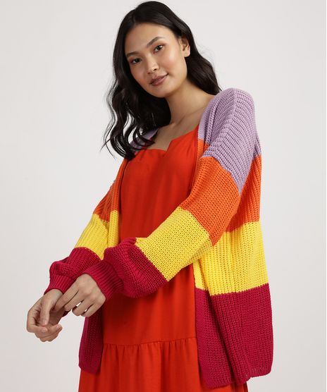 Cardigan-Feminino-Alongado-Estampado-de-Listas-Multicor-9959076-Multicor_1