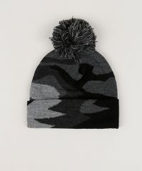 Gorro-Masculino-Em-Trico-Estampado-Camuflado-com-Pompom-e-Barra-Dobrada-Chumbo-9801877-Chumbo_1