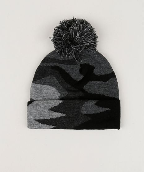Gorro-Masculino-Em-Trico-Estampado-Camuflado-com-Pompom-e-Barra-Dobrada-Chumbo-9801877-Chumbo_1