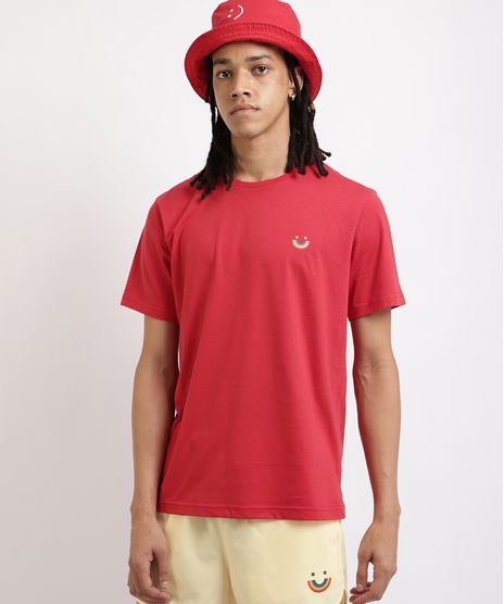 Camiseta-Masculina-Sorriso-Arco-iris-Manga-Curta-Decote-Careca-Vermelha-9959853-Vermelho_1