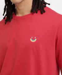 Camiseta-Masculina-Sorriso-Arco-iris-Manga-Curta-Decote-Careca-Vermelha-9959853-Vermelho_4