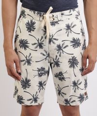 Bermuda-Masculina-Reta-Estampada-de-Coqueiros-com-Cordao-Para-Amarrar-Branca-9893922-Branco_1