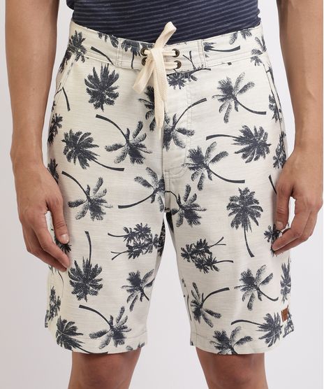 Bermuda-Masculina-Reta-Estampada-de-Coqueiros-com-Cordao-Para-Amarrar-Branca-9893922-Branco_1
