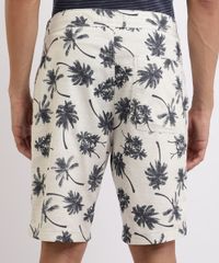 Bermuda-Masculina-Reta-Estampada-de-Coqueiros-com-Cordao-Para-Amarrar-Branca-9893922-Branco_2