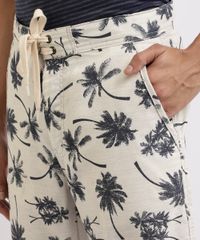 Bermuda-Masculina-Reta-Estampada-de-Coqueiros-com-Cordao-Para-Amarrar-Branca-9893922-Branco_4