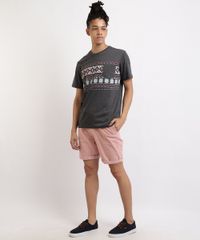 Camiseta-Masculina-Estampa-Etnica-com-Bolso-Manga-Curta-Gola-Careca-Cinza-9958779-Cinza_3