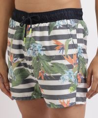 Short-Masculino-Estampado-Listrado-e-Floral--com-Elastico--Branco-9943841-Branco_3