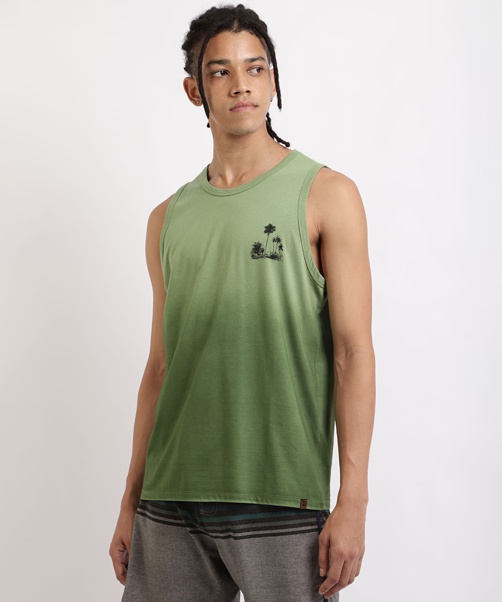 Regata Masculina Degradê Gola Careca Verde