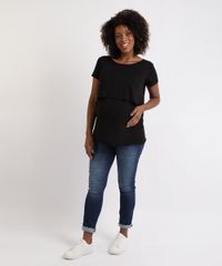 Blusa-Feminina-Gestante-Alongada-com-Sobreposicao-Manga-Curta-Preta-9956014-Preto_3