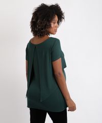 Blusa-Feminina-Gestante-Alongada-com-Sobreposicao-Manga-Curta-Verde-Escuro-9956014-Verde_Escuro_2