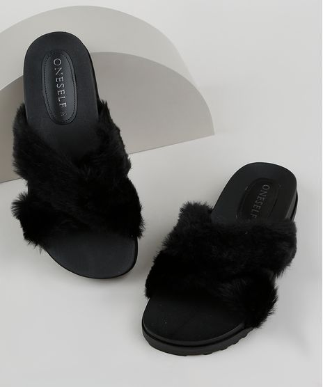 Rasteirinha-em-Pelo-Feminina-Oneself-com-Tiras-Cruzadas-Preta-9962429-Preto_1