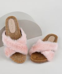 Rasteirinha-em-Pelo-Feminina-Oneself-com-Tiras-Cruzadas-Rosa-9962430-Rosa_1