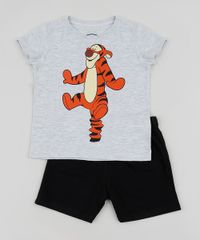 Conjunto-Infantil-Tigrao-de-Camiseta-Manga-Curta-Cinza-Mescla---Bermuda-em-Moletom-Preto-9952696-Preto_1