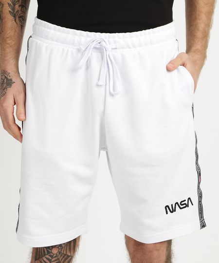 Bermuda-de-Moletom-Masculina-Estampada--Nasa--Listra-Lateral-Branco-9957263-Branco_1
