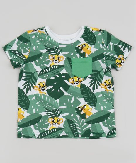 Camiseta-Infantil-O-Rei-Leao-Estampada-Manga-Curta-Verde-9953795-Verde_1