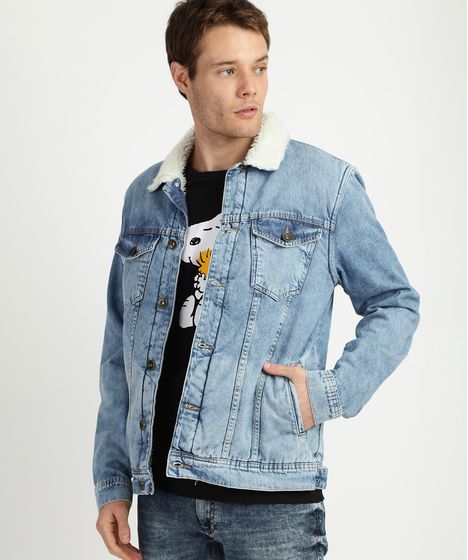 jaqueta jeans masculina com forro