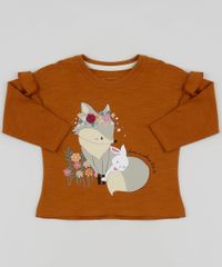 Blusa-Infantil-Raposinha-Manga-Longa-com-Babados-Marrom-9887642-Marrom_1