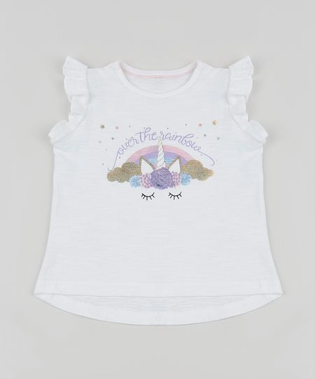 Blusa-Infantil-Unicornio-com-Brilho-e-Babados-Manga-Curta-Off-White-9946441-Off_White_1