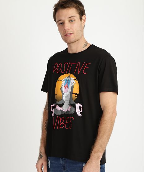 Camiseta-Masculina-Rafike-Rei-Leao--Positive-Vibes--Manga-Curta-Gola-Careca--Preta-9941980-Preto_1