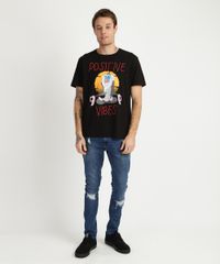 Camiseta-Masculina-Rafike-Rei-Leao--Positive-Vibes--Manga-Curta-Gola-Careca--Preta-9941980-Preto_3