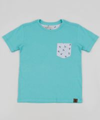 Camiseta-Infantil-com-Bolso-Estampado-de-Ancoras-Manga-Curta-Gola-Careca-Verde-9952394-Verde_1