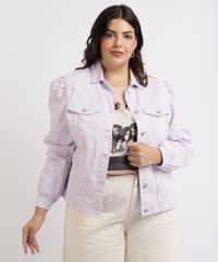 Jaqueta-Jeans-Feminina-Plus-Size-com-Recortes-e-Bolsos-Lilas-9959827-Lilas_1